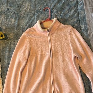 Croft & Barrow, Petite Large, zip up sweater, pink